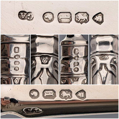 1866年 英国アンティーク 総純銀製 フルーツカトラリー6ペア 計555g Chawner&Co